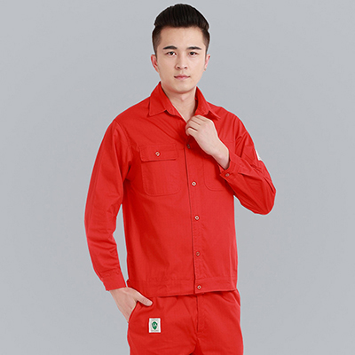 红色长款加油站工作服团