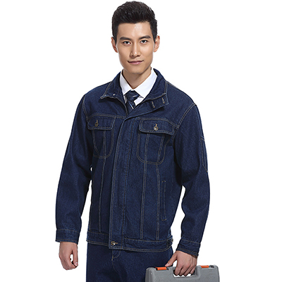 时尚牛仔工作服团体定制
